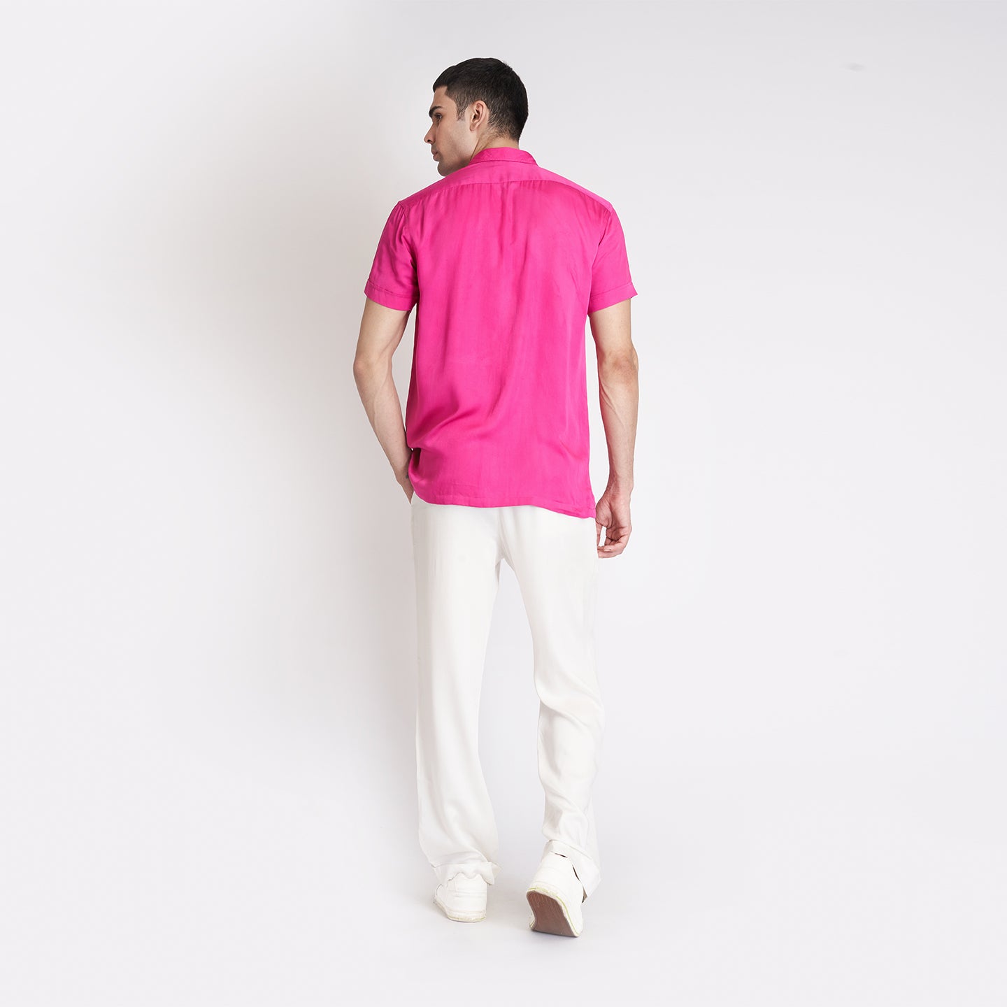 ORGANIC LOTUS SILK HOT PINK MEN'S SHIRT