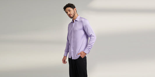 ORGANIC LOTUS SILK SOLID LILAC PURPLE SHIRT