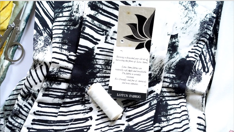 house of parvi lotus silk fabric dress with plantable seed paper hang tags