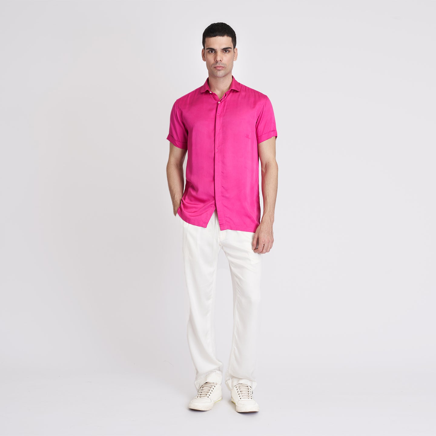 ORGANIC LOTUS SILK HOT PINK MEN'S SHIRT