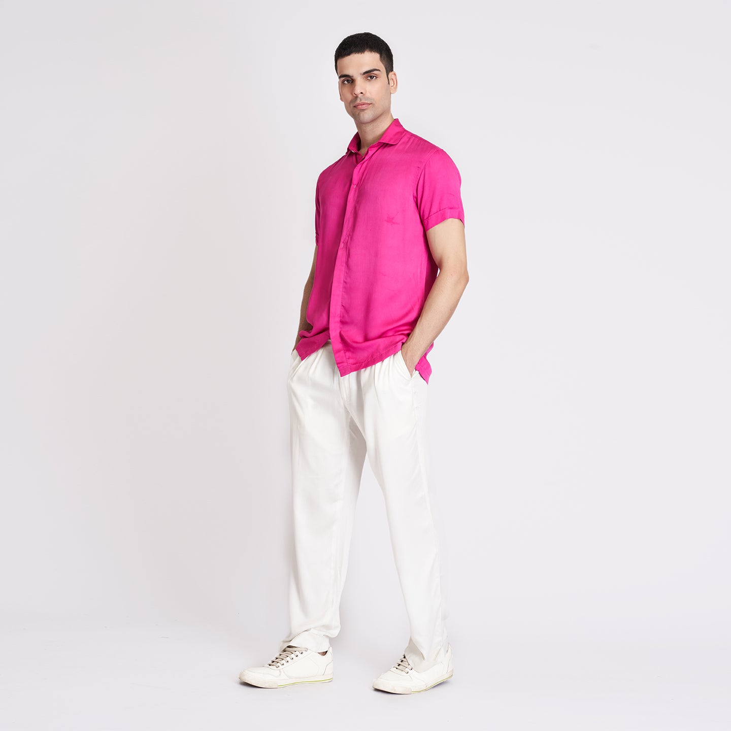 ORGANIC LOTUS SILK HOT PINK MEN'S SHIRT