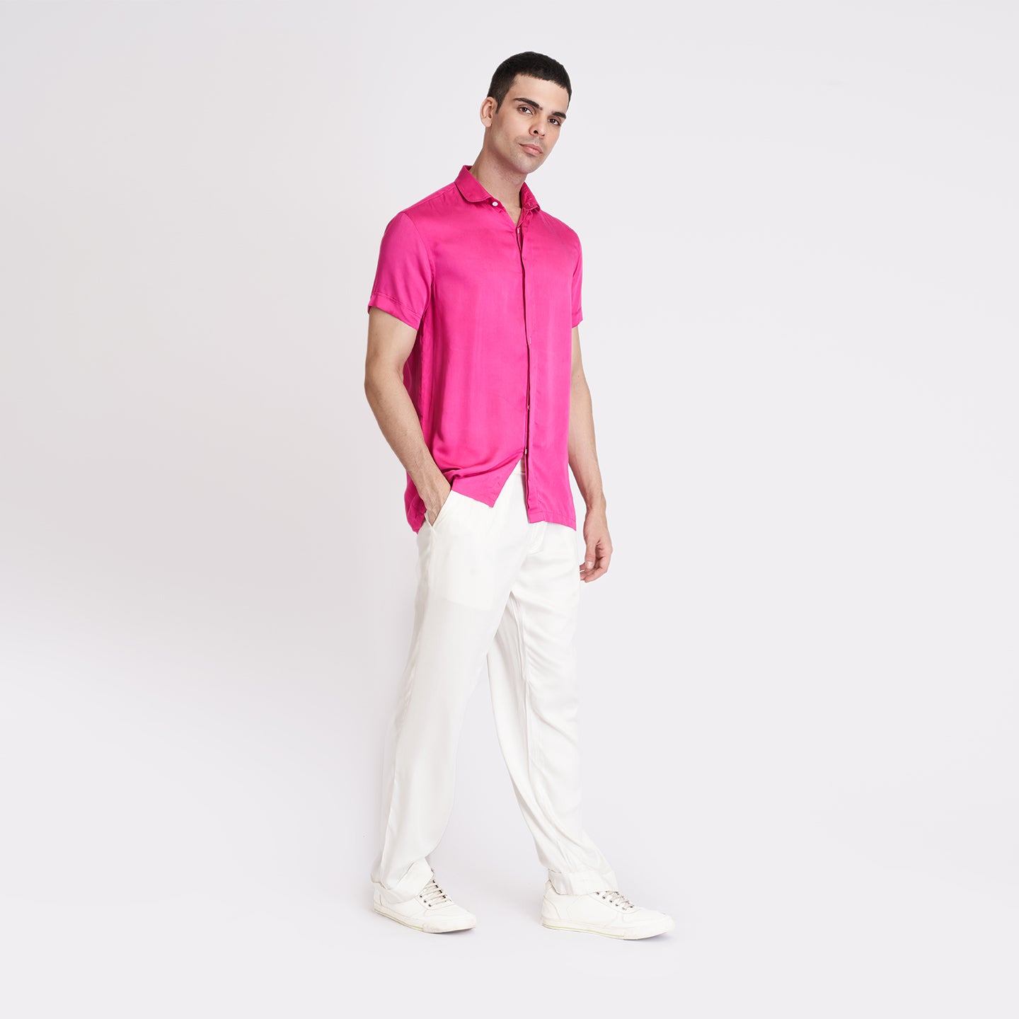 ORGANIC LOTUS SILK HOT PINK MEN'S SHIRT