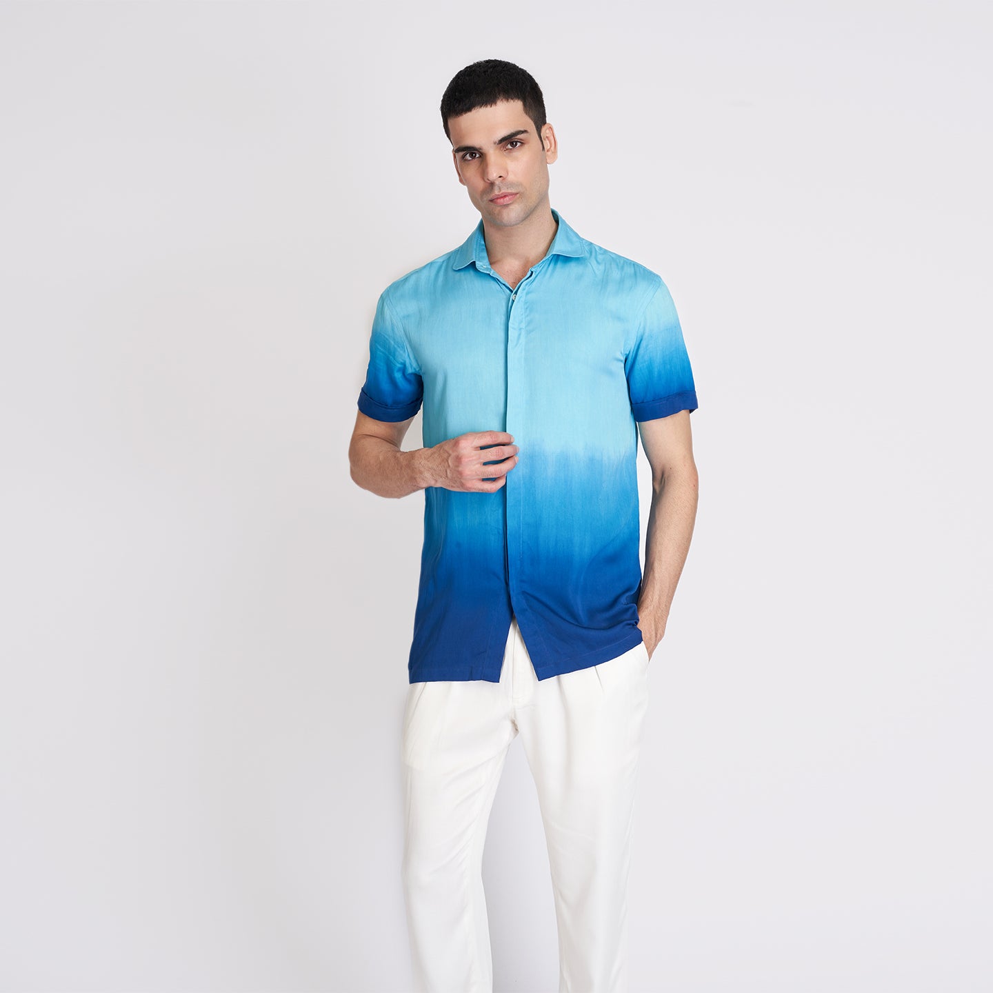ORGANIC BLUE OMBRE MEN'S SHIRT