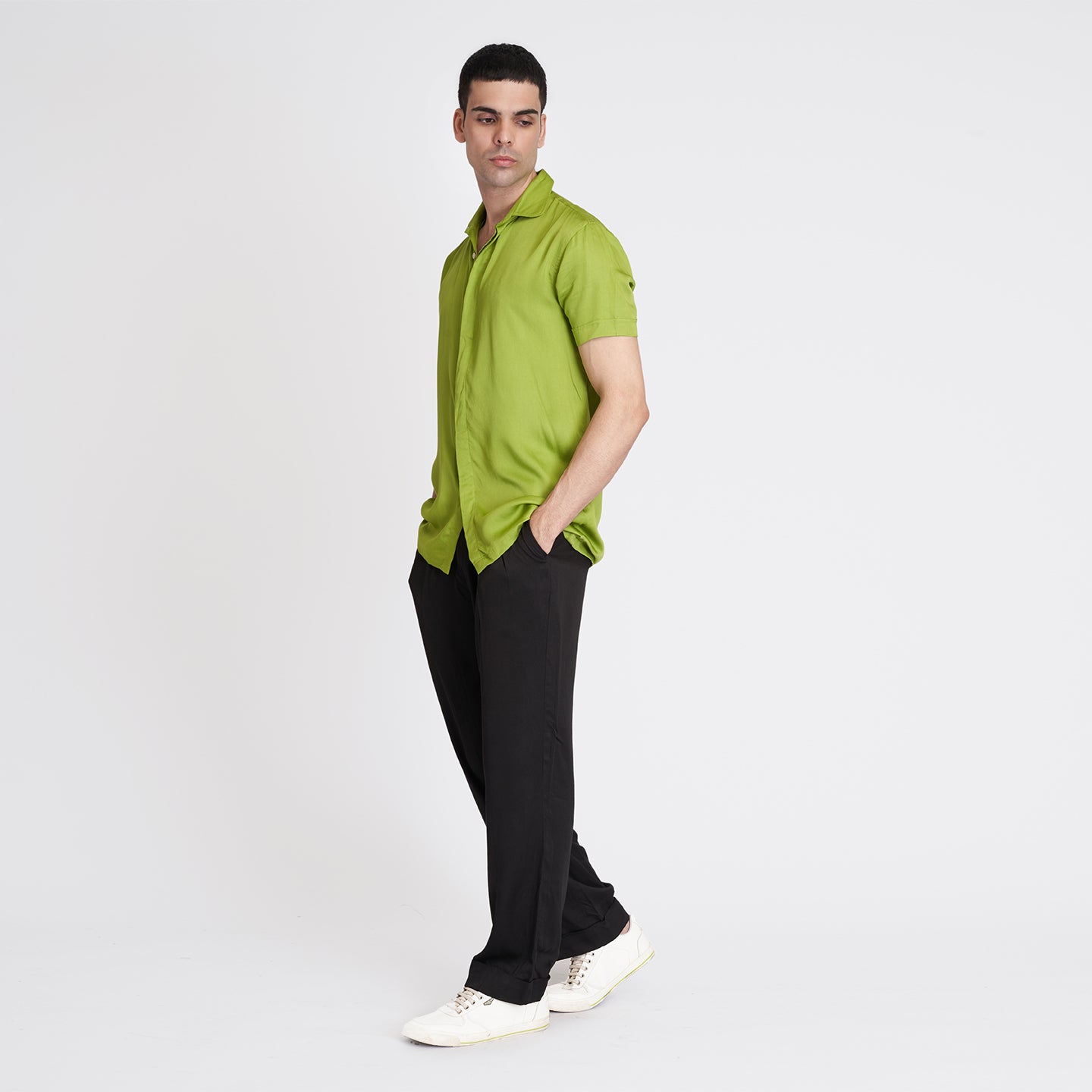 ORGANIC LOTUS SILK NEON GREEN MEN'S SHIRT