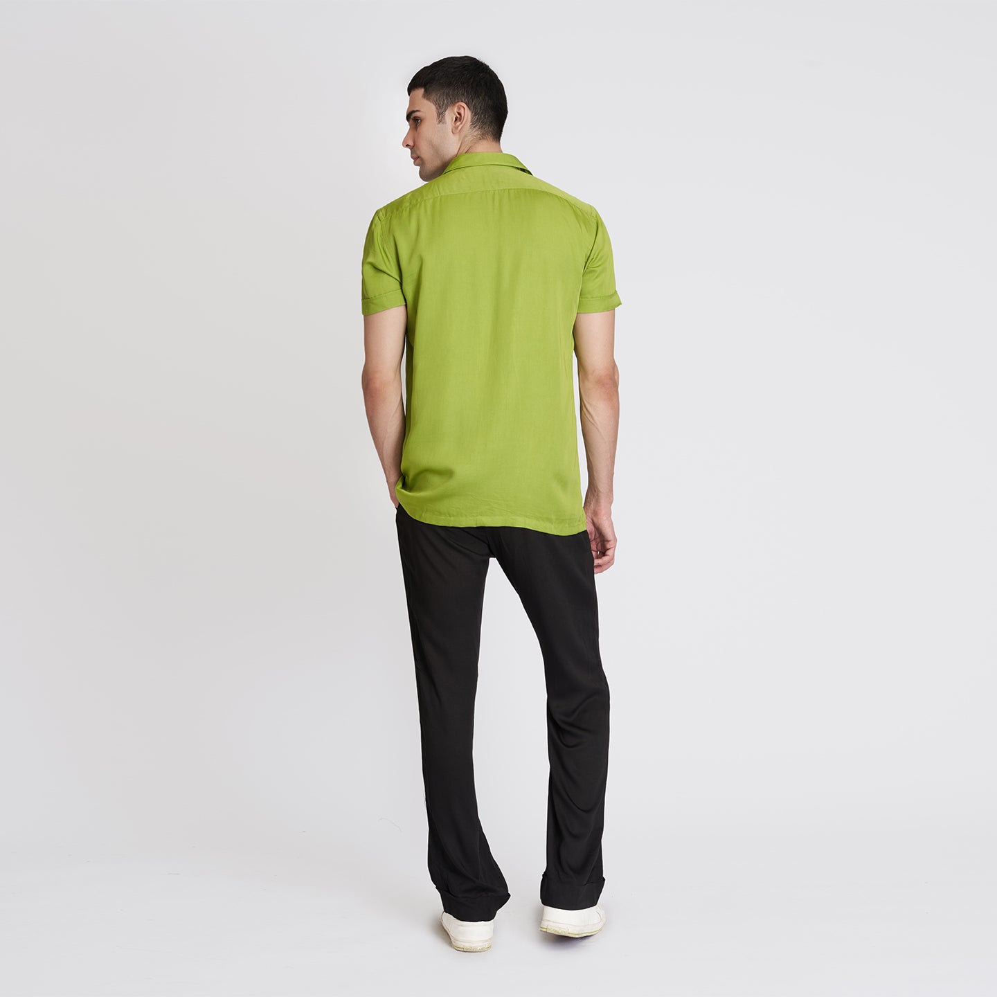 ORGANIC LOTUS SILK NEON GREEN MEN'S SHIRT