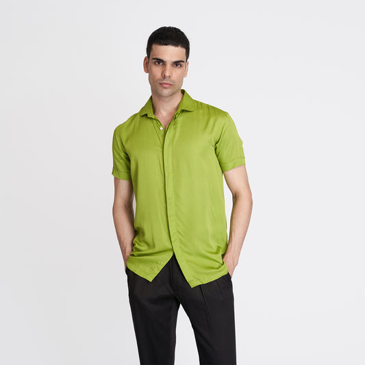 ORGANIC LOTUS SILK NEON GREEN MEN'S SHIRT