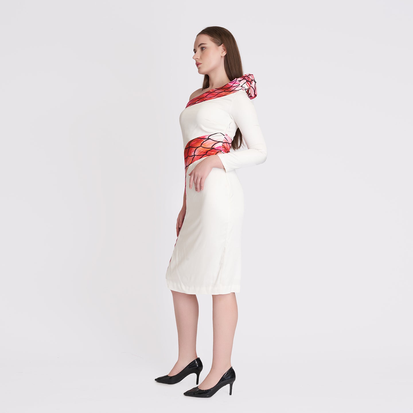 ORGANIC LOTUS SILK WHITE SNAKE DRESS