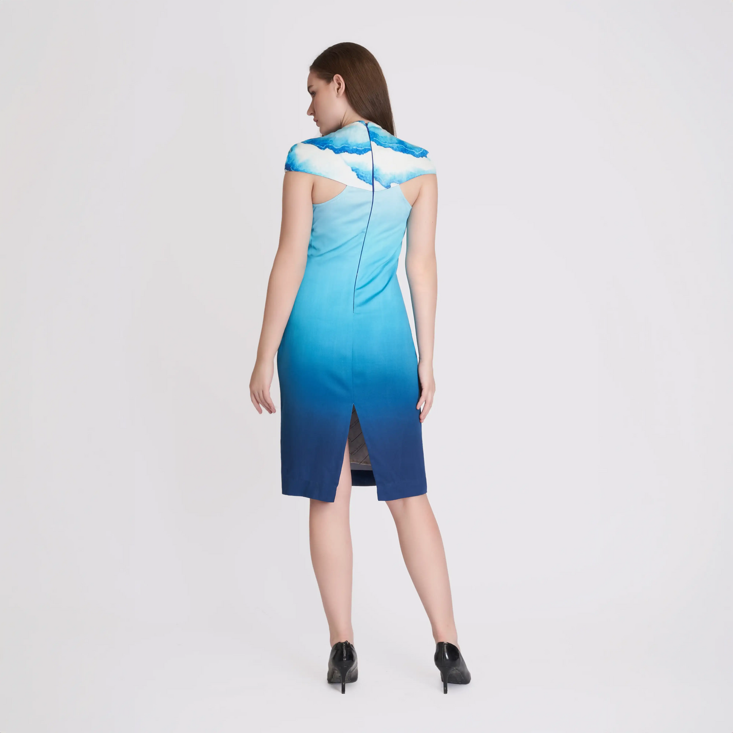 ORGANIC LOTUS SILK OMBRE BLUE WOMEN'S DRESS
