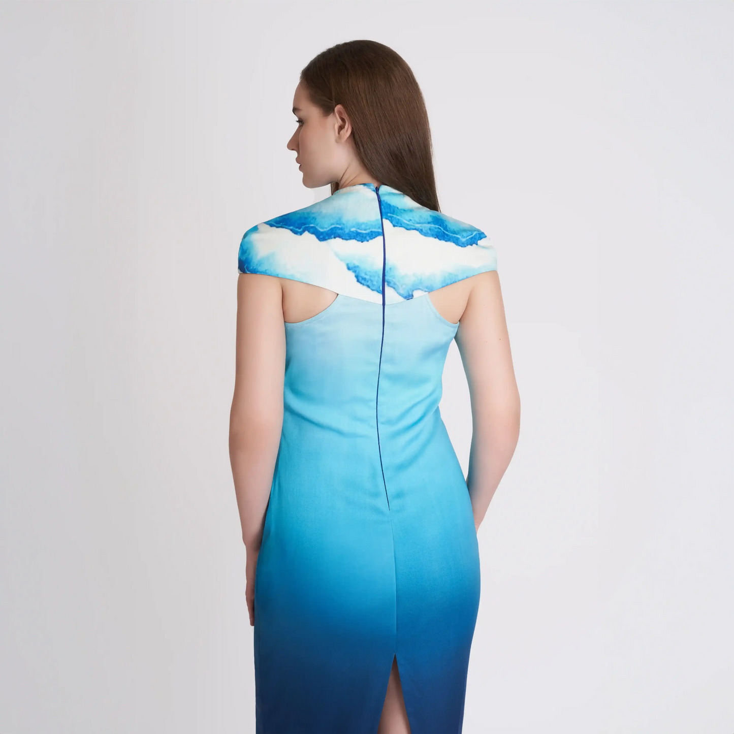 ORGANIC LOTUS SILK OMBRE BLUE WOMEN'S DRESS