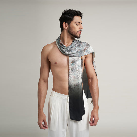 ORGANIC PRINTED HAZY GREY SCARF