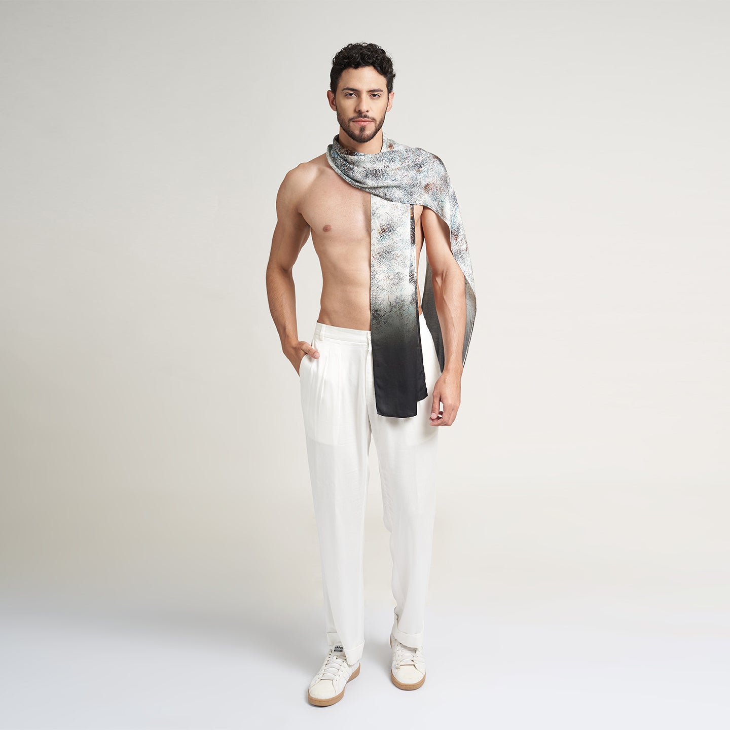 ORGANIC PRINTED HAZY GREY SCARF