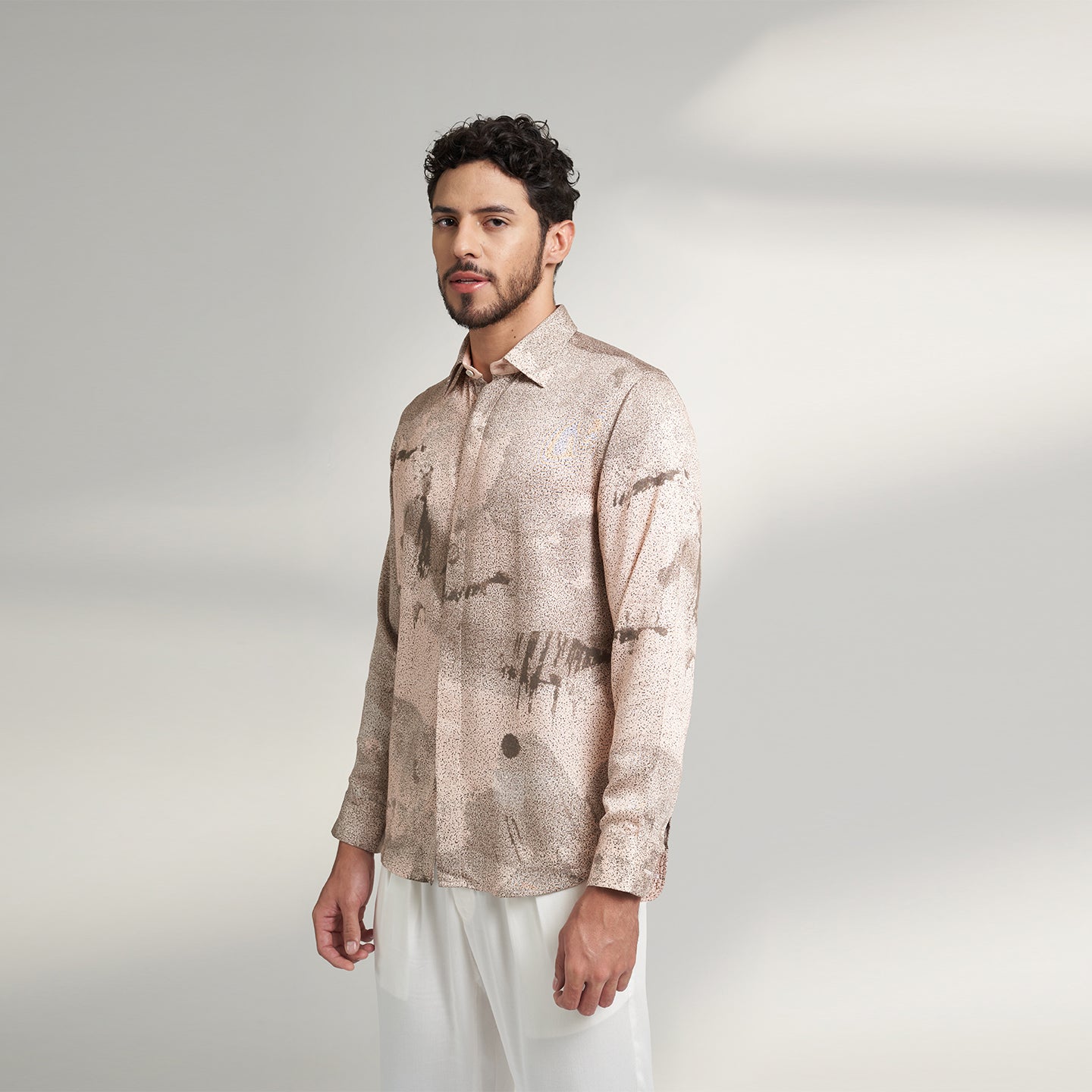 ORGANIC PRINTED BROWN AND PINK SHIRT